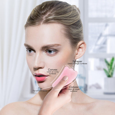 Rose Quartz Facial Roller Set - Gua Sha Scraping Massage Tool