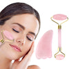 Rose Quartz Facial Roller Set - Gua Sha Scraping Massage Tool